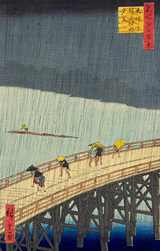Hiroshige: Sudden Shower over Shin-Ōhashi Bridge and Atake